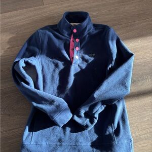 Vineyard Vines Navy Pullover with Pink Accents
